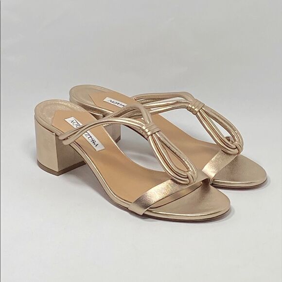 Aquazzura Palisades Metallic Leather Sandals size 38.5 - Picture 9 of 12